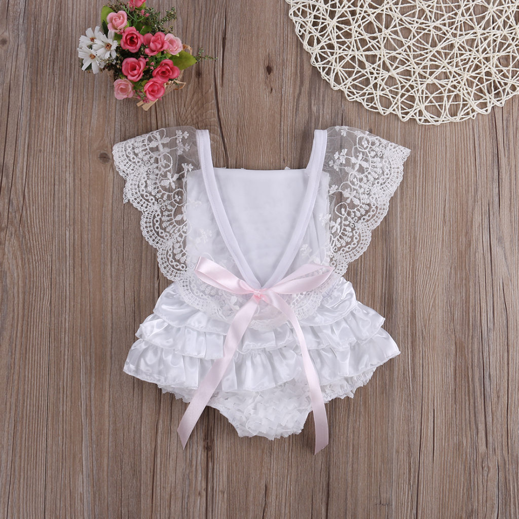 2018 Multitrust Brand Cute Newborn Infant Baby Girl Clothes Lace Tutu Romper Sleeveless Cake Sunsuit White Summer Outfits SS 1